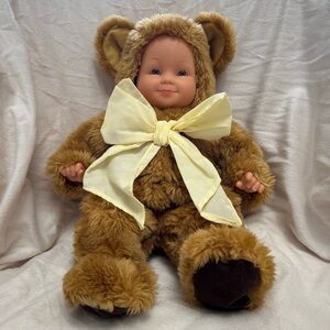 Vintage 90’s Anne Geddes Baby Bear with Yellow Bow
